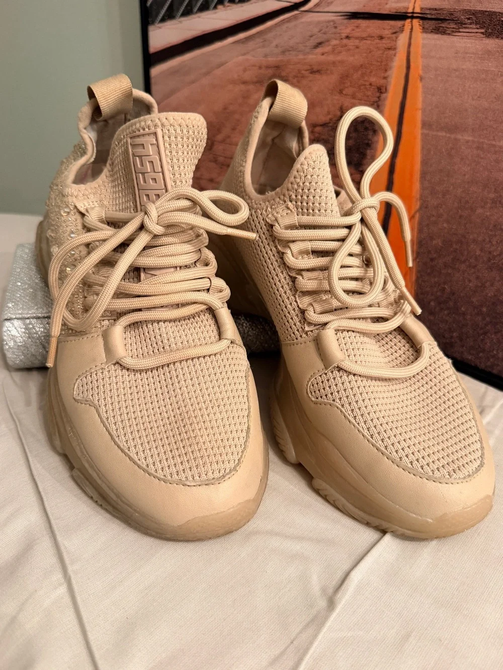 Steve Madden Beige Chunky Knit Sneakers